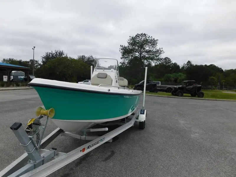 Slide: The Image of 2023 Key West 1720CC boat on trailer in parking lot. - 3