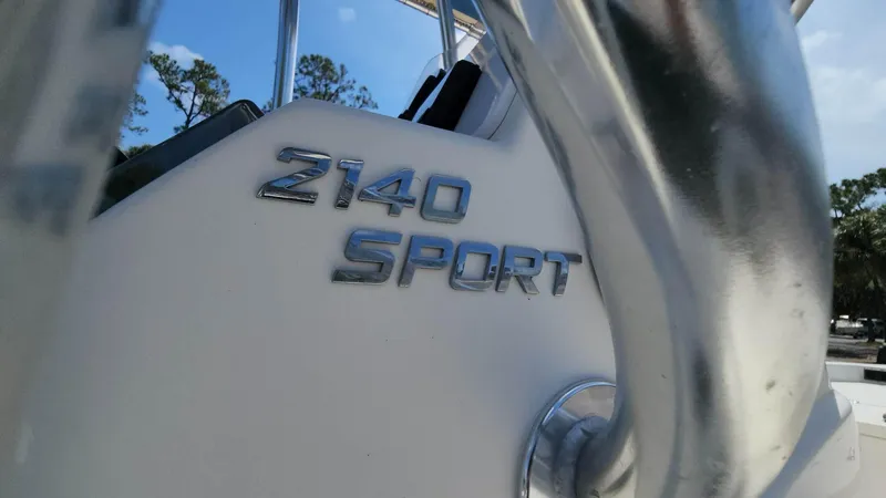 Slide: The Image of Close-up of 2020 NauticStar 2140 Sport boat model name. - 23