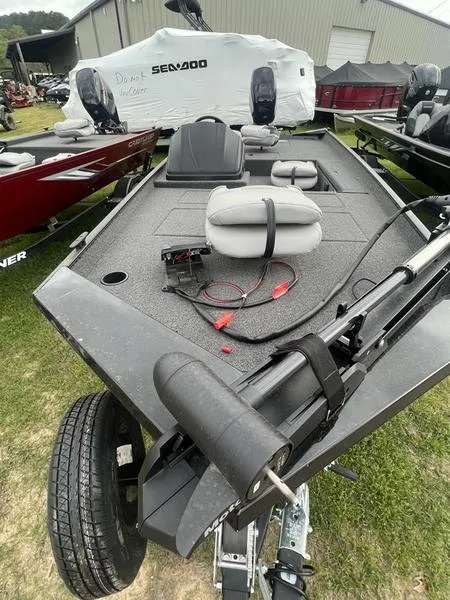 Slide: The Image of 2023 Crestliner 1700 Storm fishing boat with seating and equipment on display. - 5