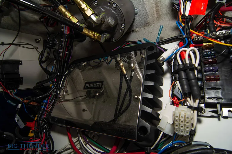 Slide: The Image of Wiring and components inside a 2022 Manitou 25 OASIS RF SHP boat. - 40