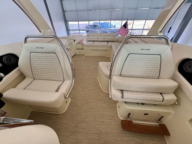 Slide: The Image of 2024 Chris-Craft Launch 35 GT interior with luxurious seating and elegant design. - 42