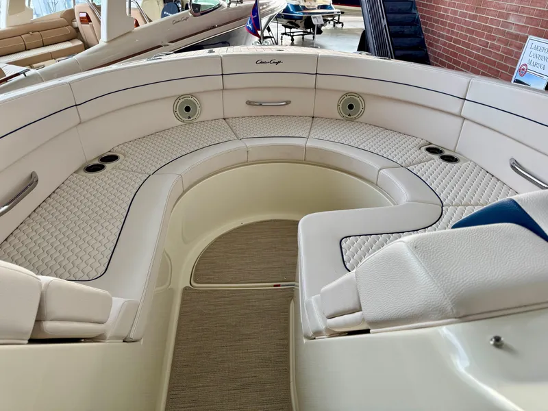 Slide: The Image of 2024 Chris-Craft Launch 35 GT boat interior with luxurious seating and elegant design. - 46