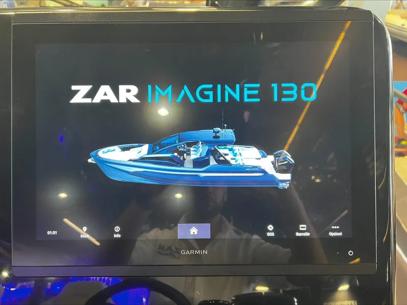 Slide: The Image of Display screen showing 2024 Zar Formenti Imagine 130 boat model. - 11