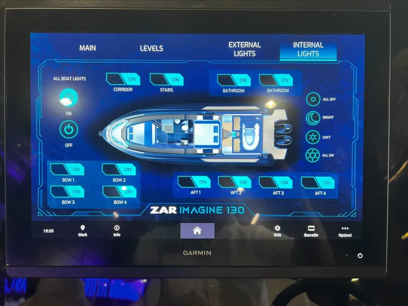 Slide: The Image of 2024 Zar Formenti Imagine 130 boat control panel display. - 12