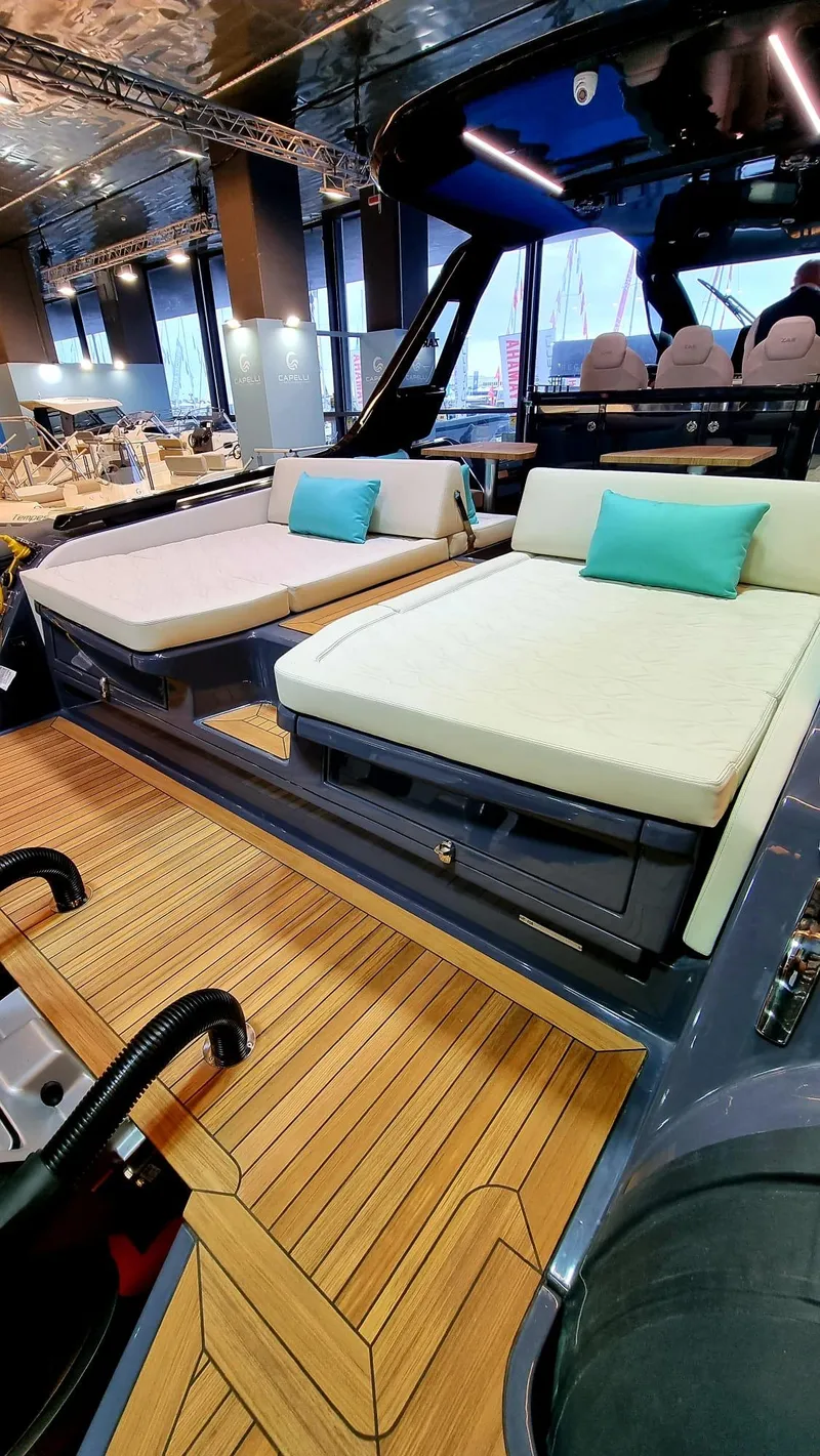 Slide: The Image of 2024 Zar Formenti Imagine 130 luxury yacht with spacious sunbeds and teak flooring. - 20