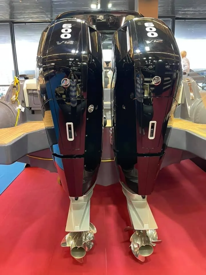 Slide: The Image of 2024 Zar Formenti Imagine 130 with twin 600 V12 outboard engines. - 4