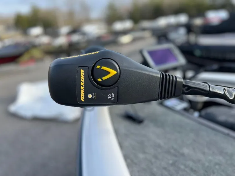 Slide: The Image of Close-up of a 1999 Triton TR20 boat throttle control handle. - 6