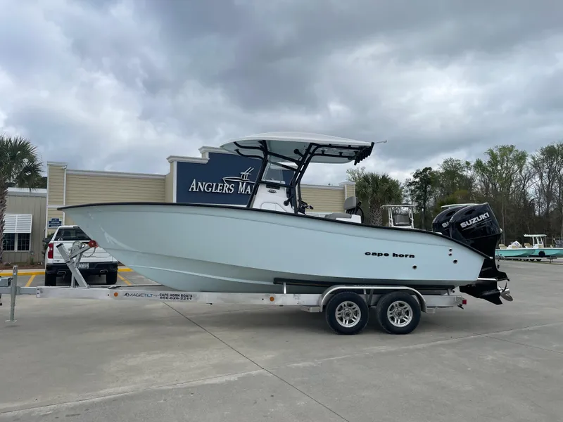 The Image of 2026 Cape Horn 24XS boat on trailer at Anglers Marine dealership. - 0