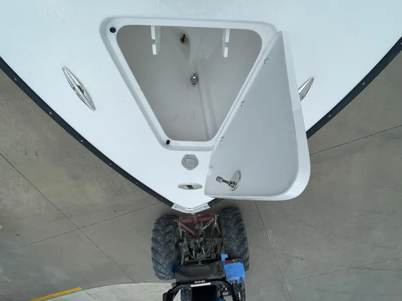 Slide: The Image of Open hatch on 2026 Cape Horn 24XS boat, viewed from above. - 13