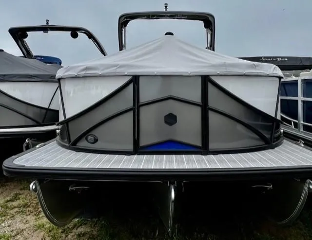 The Image of 2023 South Bay 525ARCH3.0 pontoon boat with cover, front view. - 0
