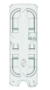 Slide: The Image of 2023 South Bay 525ARCH3.0 boat layout, top view, showcasing seating and design features. - 16
