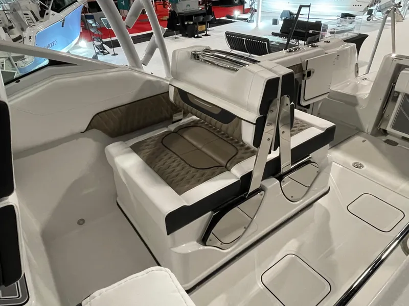Slide: The Image of 2026 Blackfin 302 DC boat interior with luxurious seating and modern design. - 10