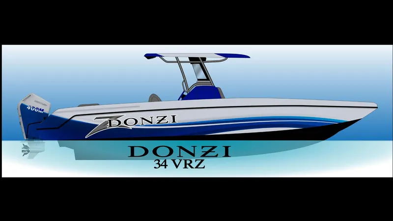The Image of 2023 Donzi 34 VRZ boat with sleek design and blue accents. - 0