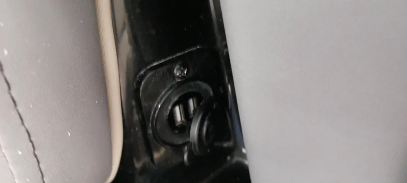 Slide: The Image of Close-up of a 2023 Heyday H22 boat seat adjustment mechanism. - 26