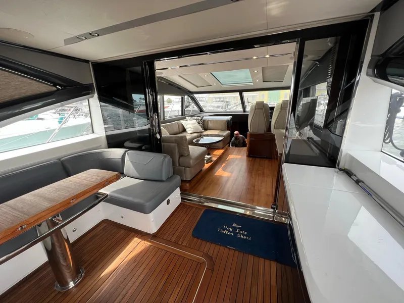 Slide: The Image of Luxurious kitchen interior of 2018 Princess V58 yacht with modern appliances and wood finish. - 16