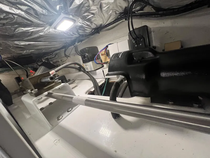 Slide: The Image of Engine room of 2018 Princess V58 yacht with machinery and metallic insulation. - 24