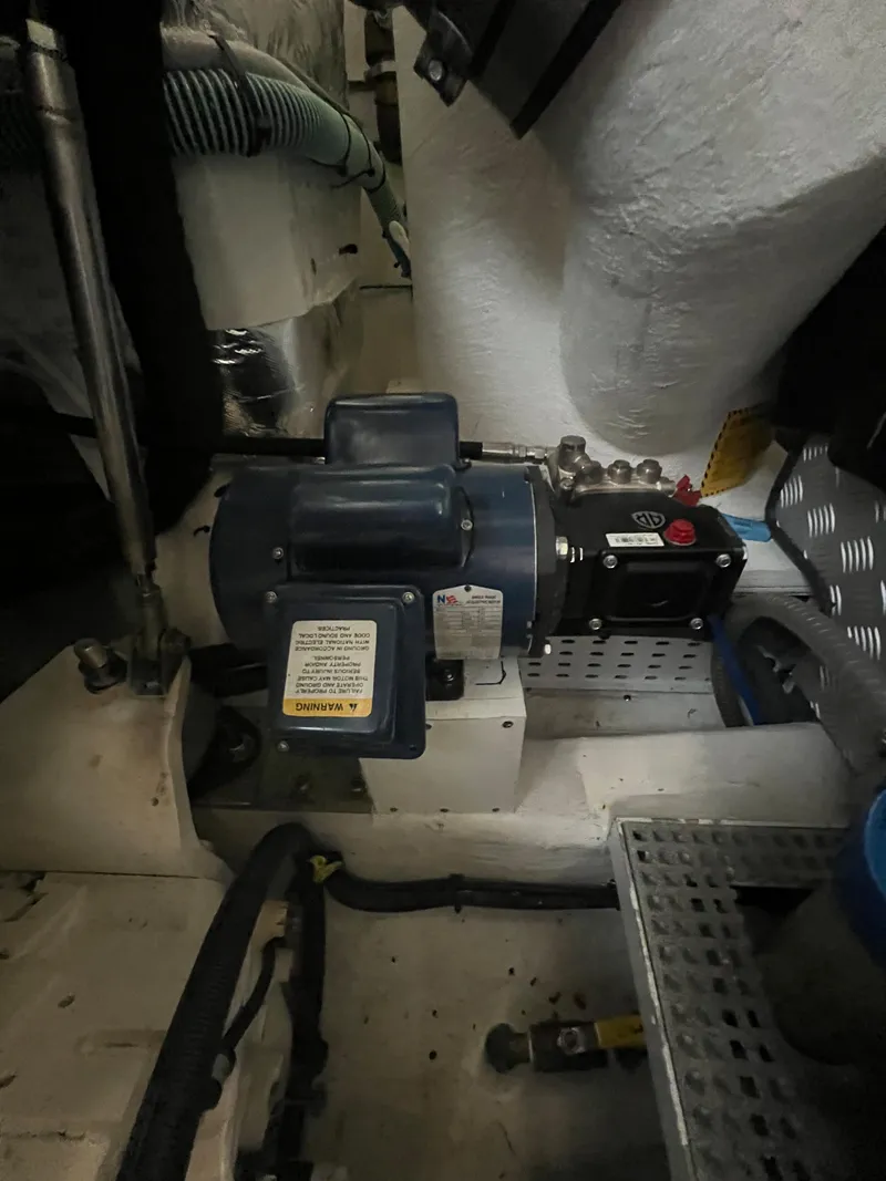 Slide: The Image of Engine room of 2018 Princess V58 yacht featuring Volvo Penta engine components. - 27