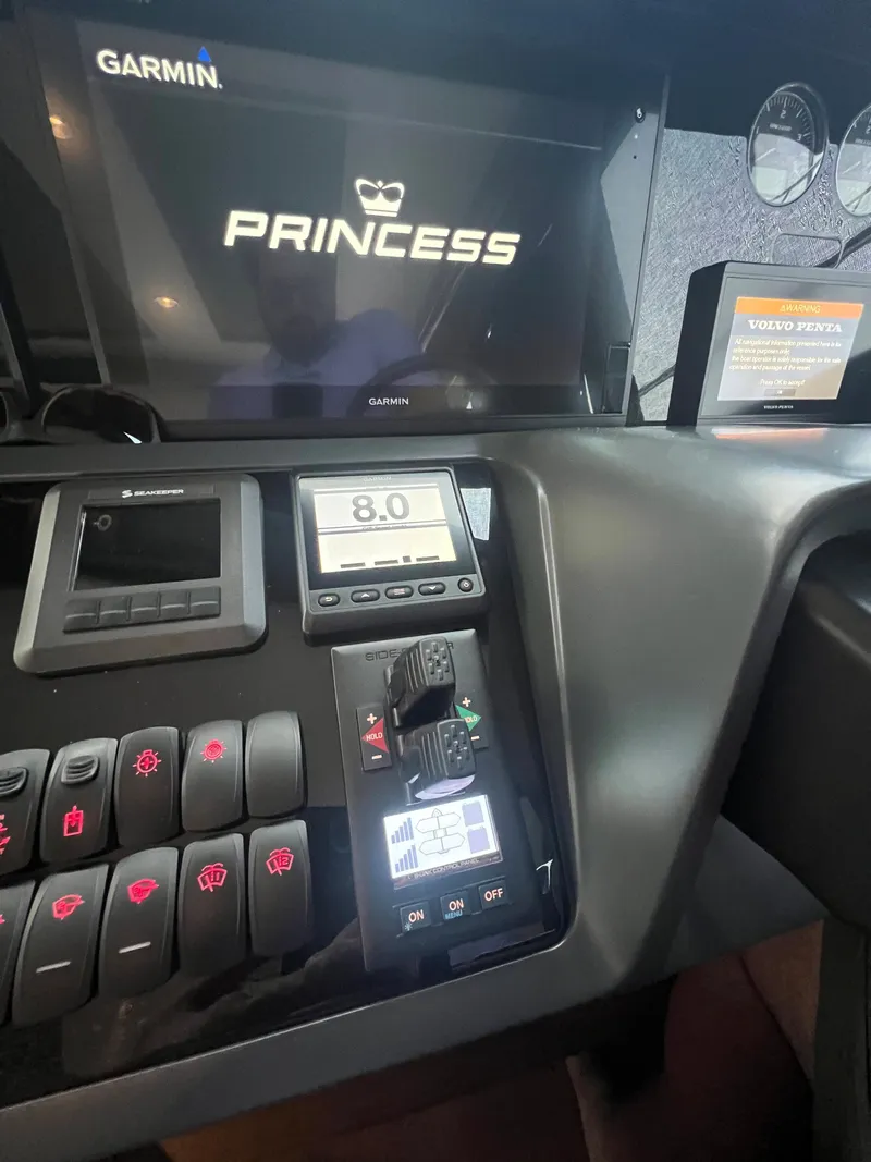 Slide: The Image of Control console of the 2018 Princess V58 yacht. - 49