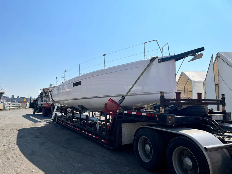 Slide: The Image of 2023 Beneteau First 36 sailboat on trailer, ready for transport. - 40