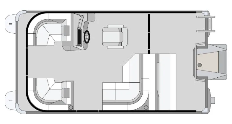 Slide: The Image of 2023 Qwest E-Class 820 Lanai LT pontoon boat displayed on gravel lot. - 2