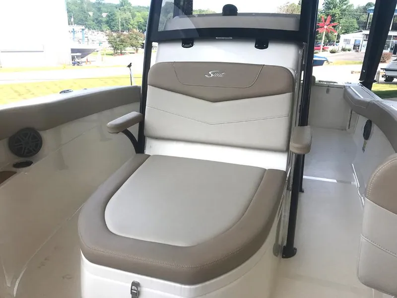 Slide: The Image of 2023 Scout 215 XSF boat interior seating area. - 10