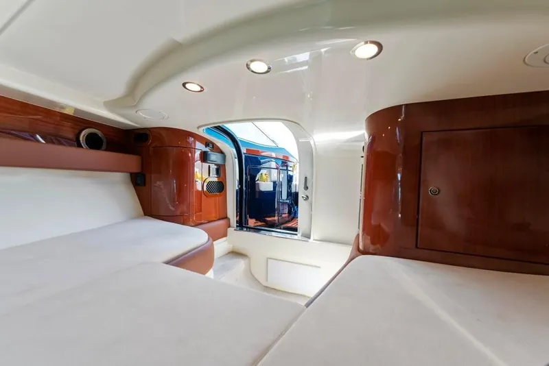 Slide: The Image of Interior cabin of 2020 Riva Aquariva Super luxury yacht with modern design and wooden finishes. - 22