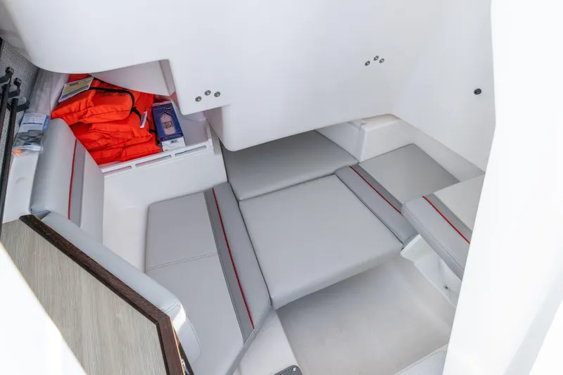 Slide: The Image of 2023 Solara S-250 CW boat interior with seating and life jackets. - 39