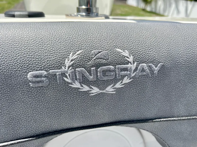 Slide: The Image of Stingray 191 DC 2021 logo on boat seat upholstery - 23