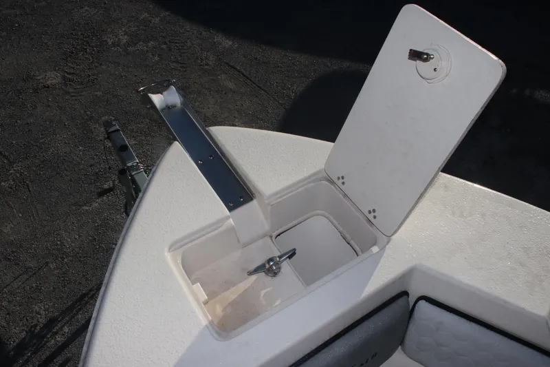 Slide: The Image of 2023 Sea Chaser 20 HFC boat anchor storage compartment with open lid. - 13