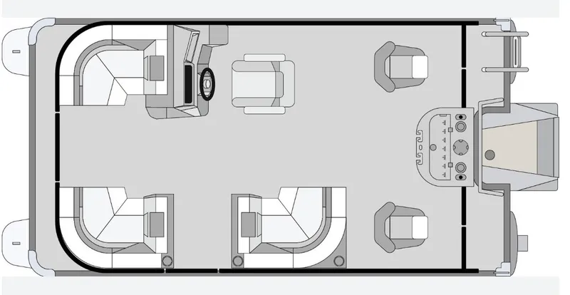 Slide: The Image of Floor plan of 2023 Qwest E-Class 816 XRE Cruise L pontoon boat. - 2