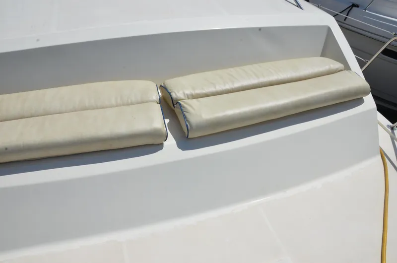 Slide: The Image of Cushioned seating on 1984 Chris-Craft 381 Catalina boat deck. - 4
