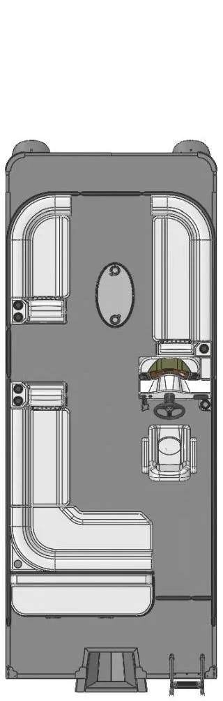 Slide: The Image of Top view of 2023 Qwest 820 Lanai L pontoon boat layout. - 15