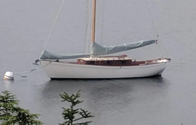 Slide: The Image of Custom 2008 Frank Paine Sloop sailboat on calm water, with covered sails. - 3