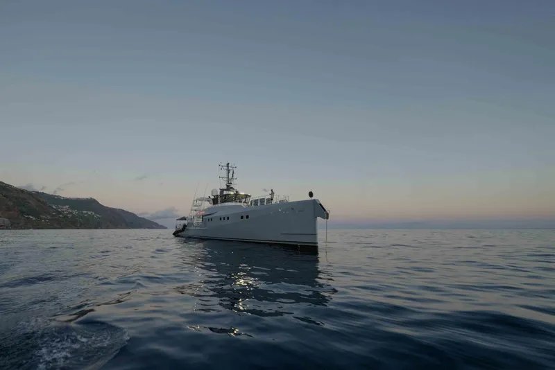 Slide: The Image of Damen YS 4508 yacht on calm sea at sunset. - 5