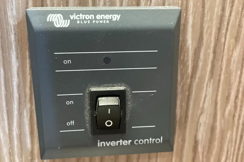 Slide: The Image of Victron Energy inverter control switch on Canados 431 Gladiator 2023 yacht. - 19