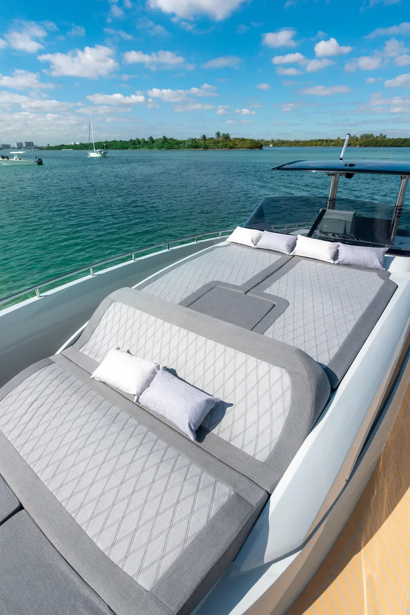 Slide: The Image of Luxurious sunbathing area on the 2023 Canados 431 Gladiator yacht. - 4