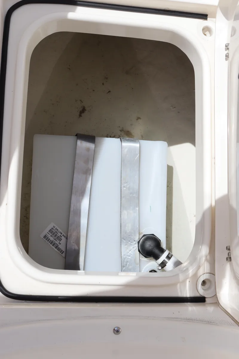 Slide: The Image of 2023 Sea Born SX239 Offshore storage compartment with secured equipment. - 36