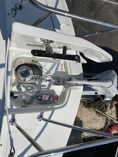 Slide: The Image of 2024 Sea Ray Sundancer 320 OB anchor locker with windlass and accessories. - 14