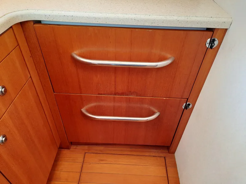 Slide: The Image of Wooden cabinetry in the 2008 Tiara Yachts 3900 Convertible kitchen. - 47