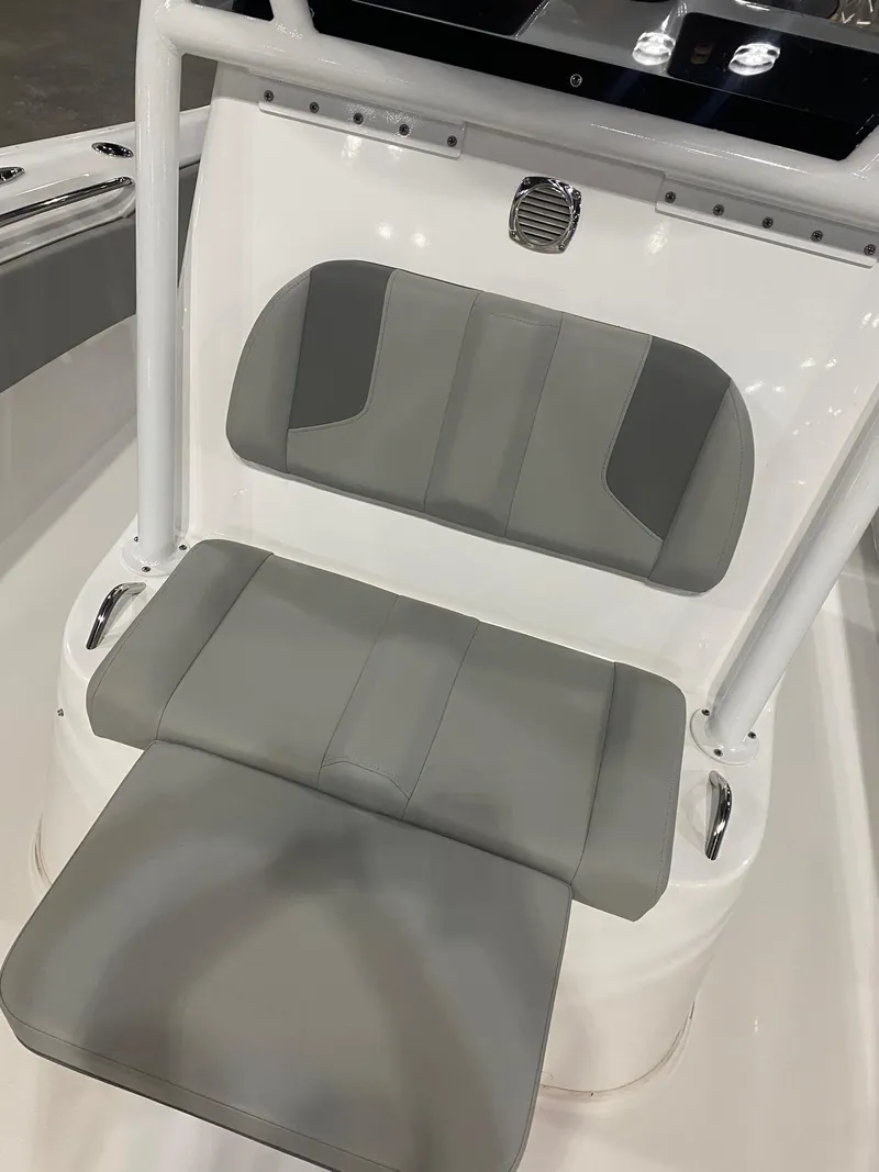 Slide: The Image of 2022 Cape Horn 34 XS boat seating with gray cushions. - 7