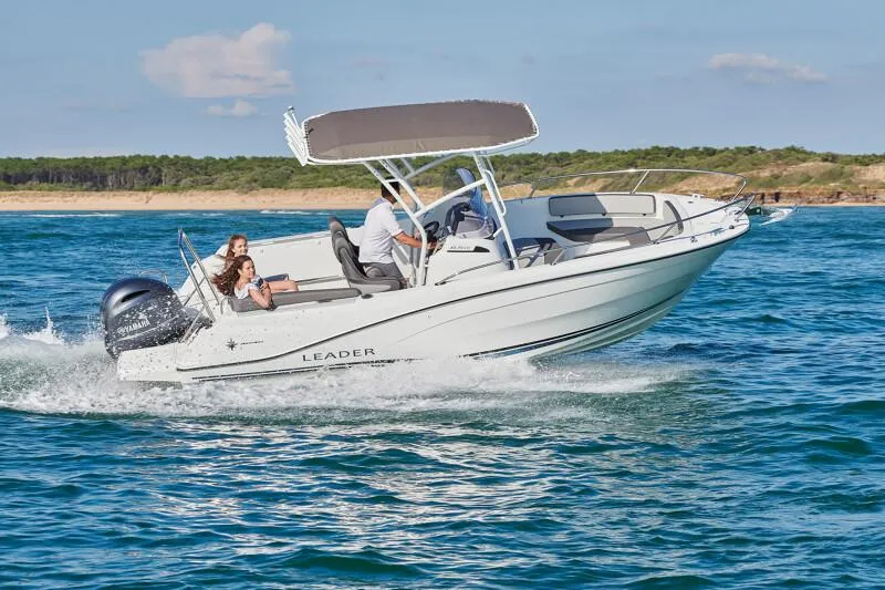 The Image of 2023 Jeanneau Leader 6.5 CC S3 cruising on open water. - 0