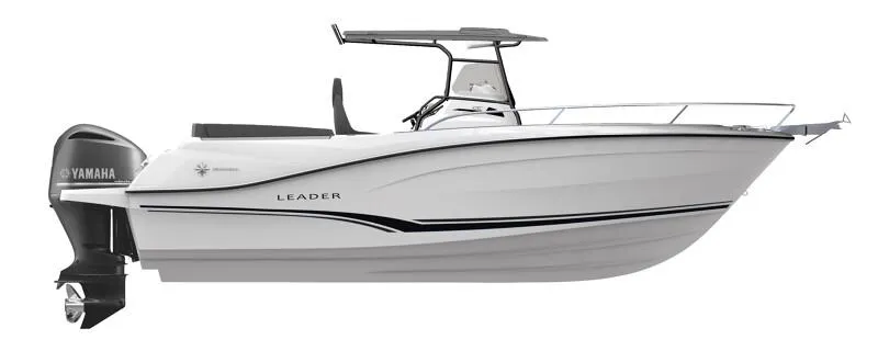Slide: The Image of 2023 Jeanneau Leader 6.5 CC S3 boat with Yamaha outboard motor. - 6