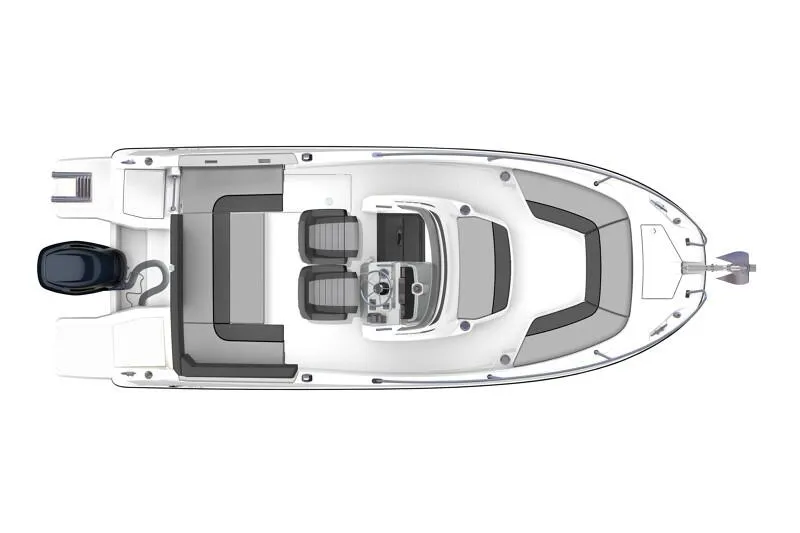 Slide: The Image of Top view of 2023 Jeanneau Leader 6.5 CC S3 boat layout. - 7