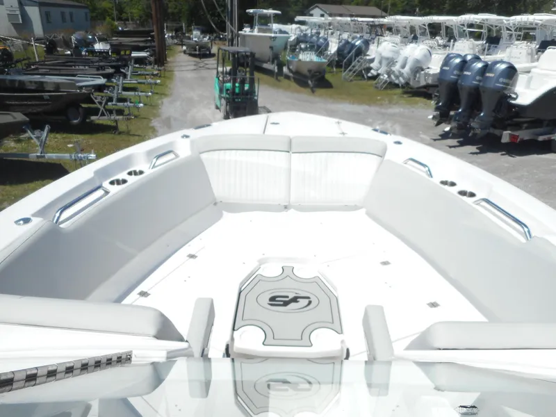 Slide: The Image of 2023 Sea Fox 268 Traveler boat interior, spacious seating, and modern design. - 7