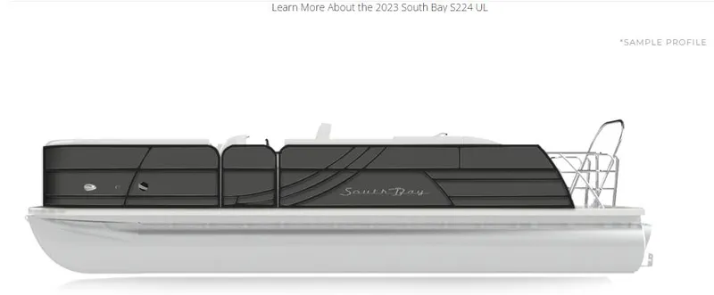 Slide: The Image of 2023 South Bay S224 Universal Lounge 200HP pontoon boat, side profile view. - 25