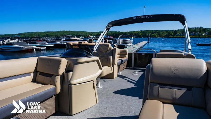Slide: The Image of 2023 Godfrey Sw2286SB pontoon boat at Long Lake Marina dock. - 3