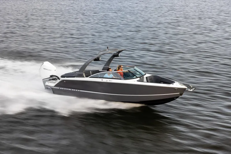 Slide: The Image of 2023 Four Winns H2 speedboat cruising on water. - 37