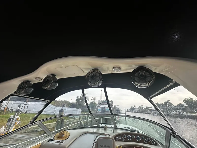 Slide: The Image of Interior view of 2001 Sea Ray 340 Sundancer boat with Garmin navigation system. - 17