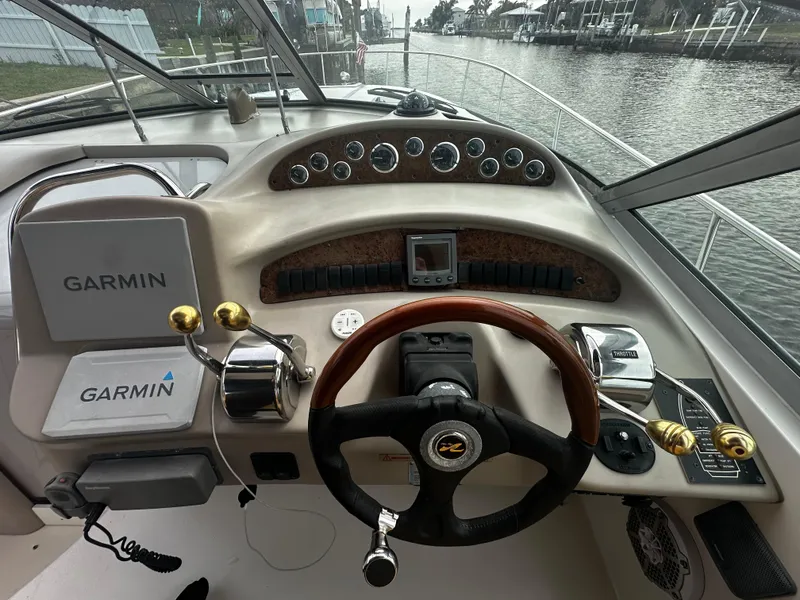 Slide: The Image of Helm of a 2001 Sea Ray 340 Sundancer with Garmin navigation system. - 21