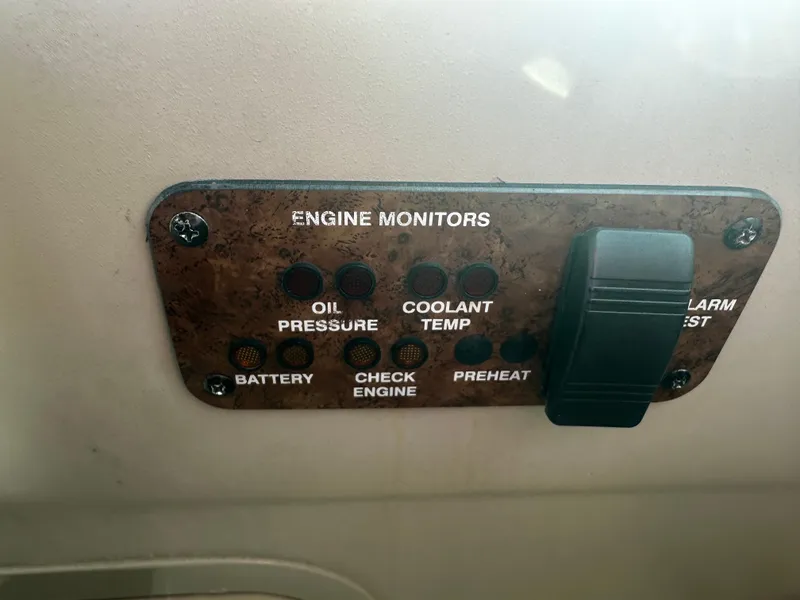 Slide: The Image of Engine monitor panel on a 2001 Sea Ray 340 Sundancer boat. - 29
